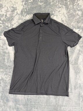 Cariloha Mens Black Striped Polo Shirt Bamboo Blend Size L